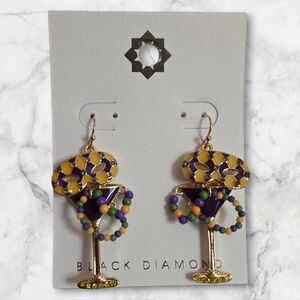 Mardi Gras Drink Beads Mask Earrings